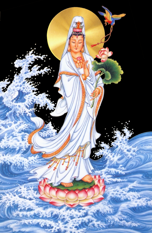 观世音菩萨手持莲花向我走来